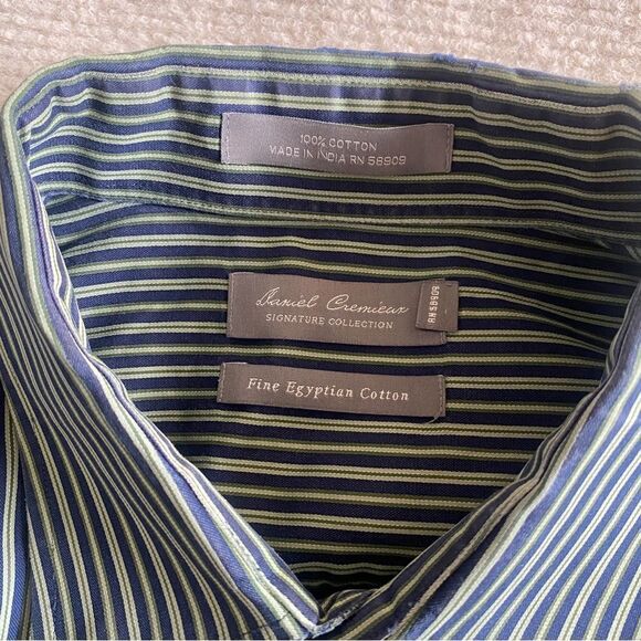 Daniel Cremieux Men's Dress Shirt Button Down Blue Green Stripes Casual Formal - Picture 3 of 7